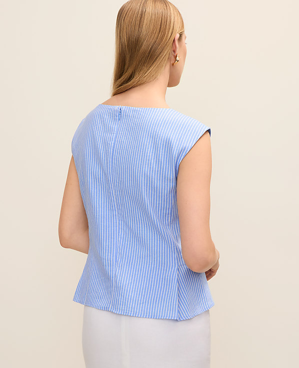 Striped Peplum Top in Linen Blend