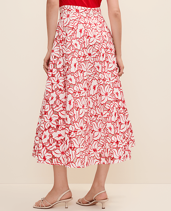 Eyelet Full Midi Skirt