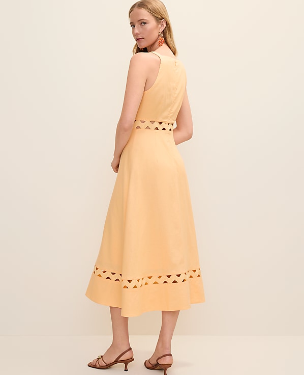 Ric Rac Cutout Dress in Linen Blend
