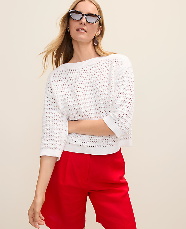 Pointelle Boatneck Sweater