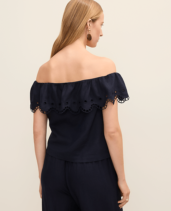 Off-The-Shoulder Top in Linen Blend