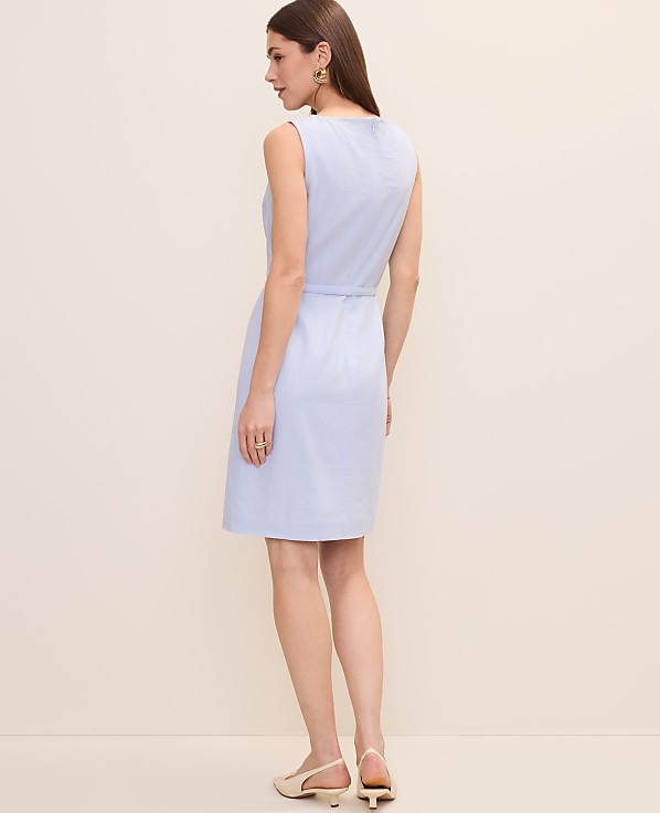 The Petite Belted Shift Dress in Linen Blend