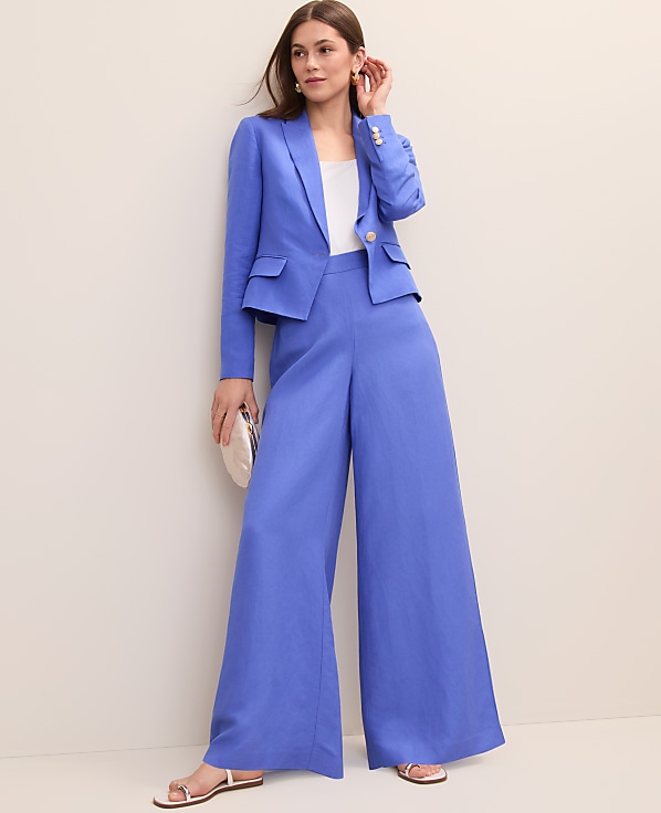 The Petite Statement Palazzo Pant in Linen Blend