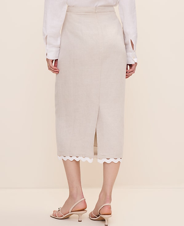Ric Rac Midi Skirt in Linen Blend