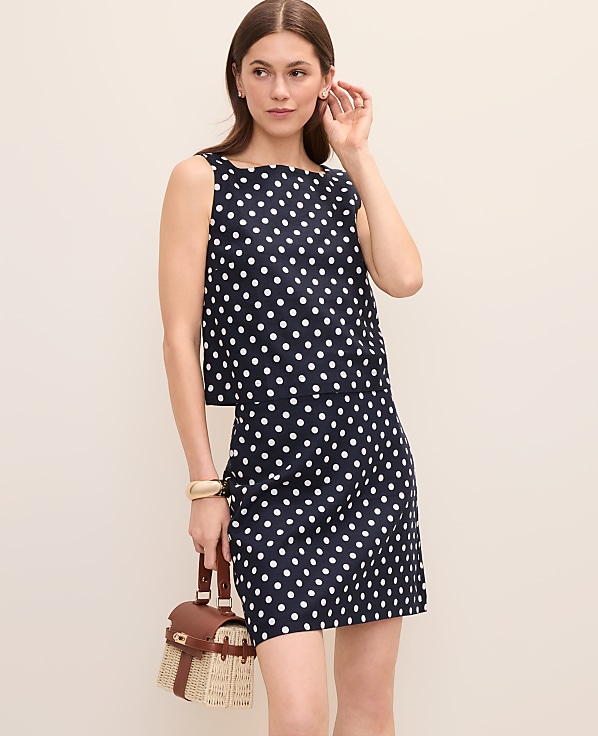 Polka Dot Tank Top in Linen Blend