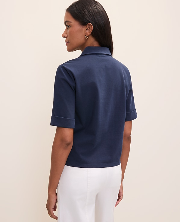 Weekend Split Neck Polo Top