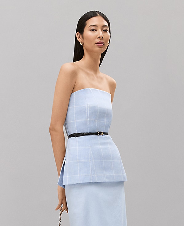 Windowpane Strapless Top