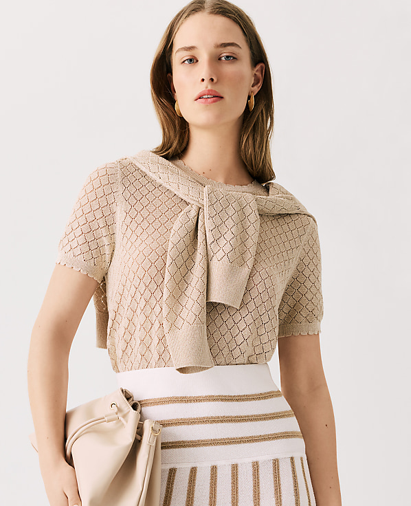 Shimmer Pointelle Modern Sweater Tee