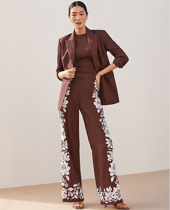 The Easy Wide-Leg Pant in Floral Linen Blend