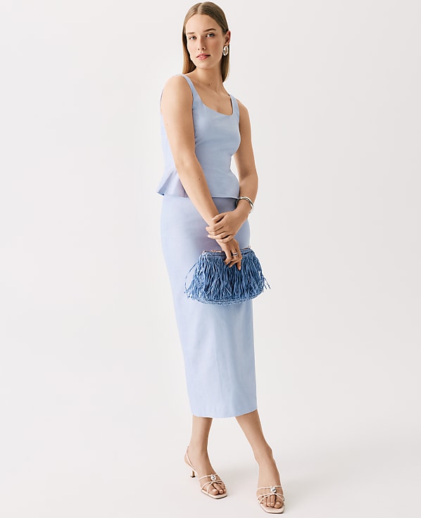 The Clean Midi Skirt in Linen Blend