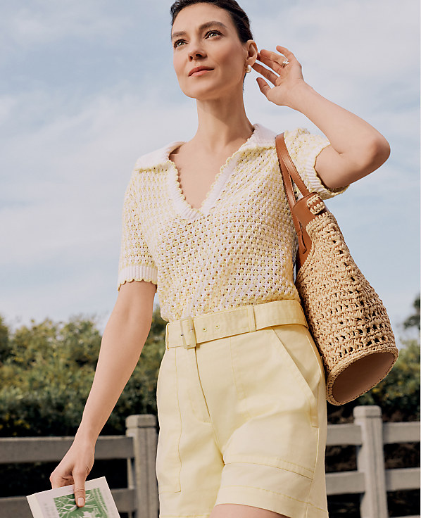 Weekend Texture Stitch Polo Sweater