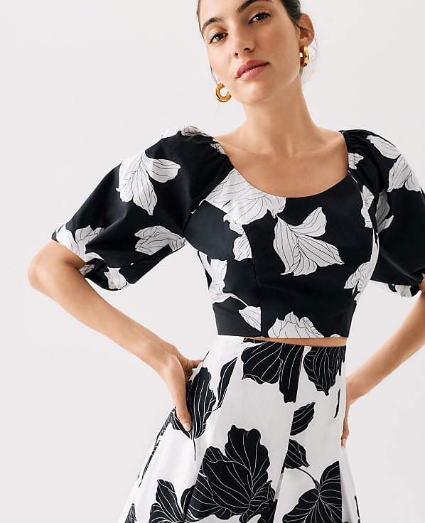 Petite Floral Puff Sleeve Top
