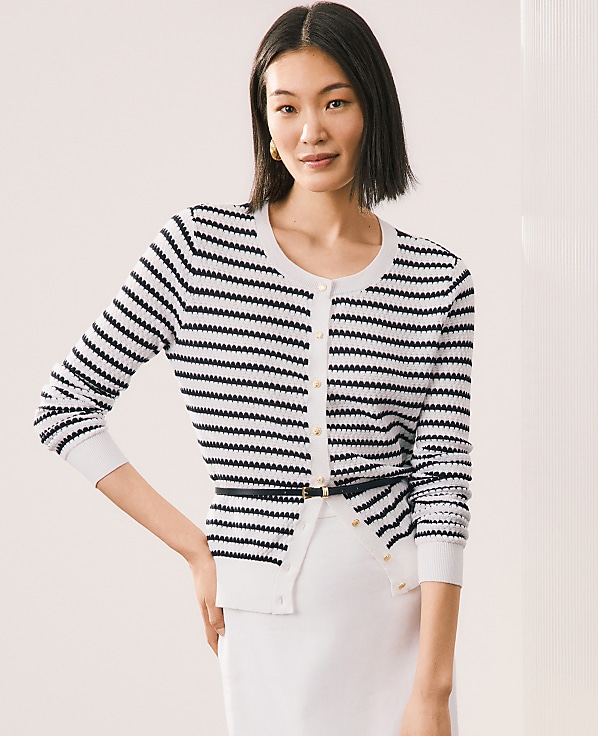 The Petite Striped Ann Cardigan