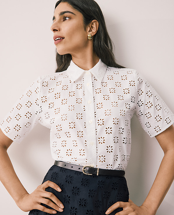 Petite Eyelet Blouse