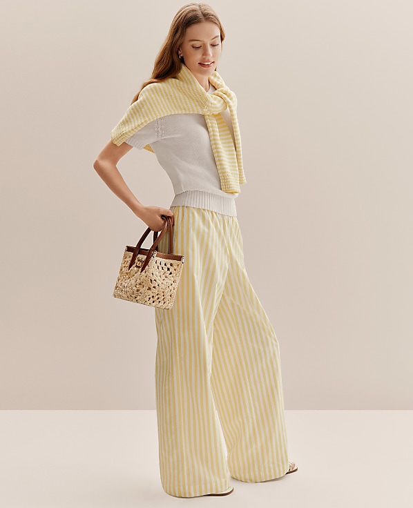 Petite Weekend Striped Easy Palazzo Pant