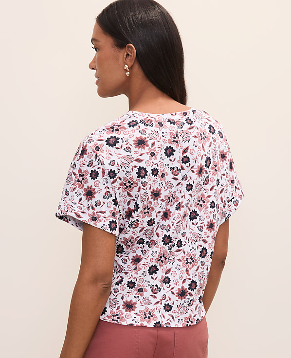 Petite Weekend Floral Crew Neck Top