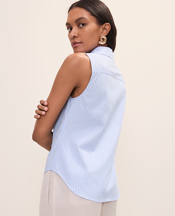 Petite Striped Sleeveless Essential Shirt