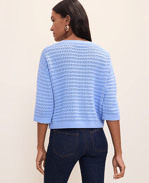 Petite Pointelle Boatneck Sweater