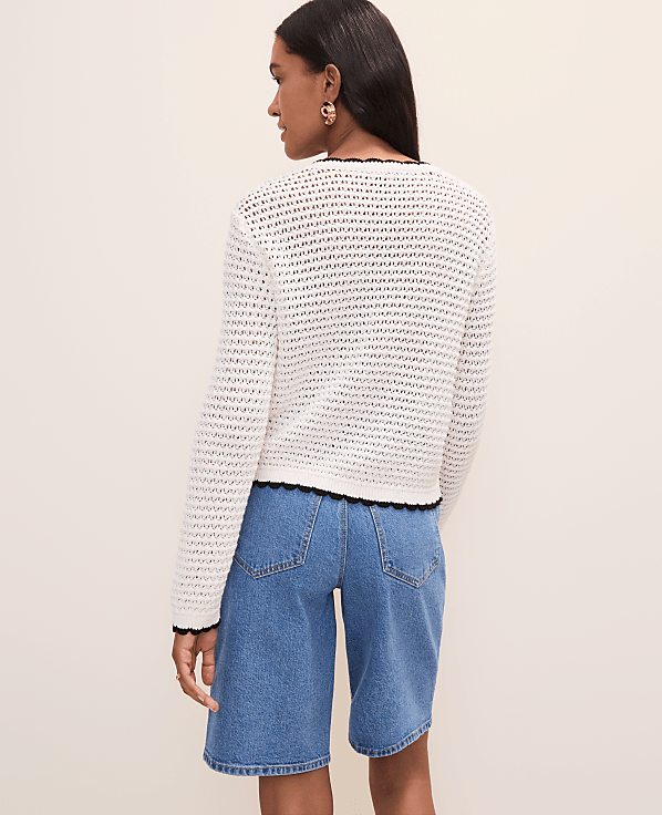 Petite Scalloped Trim Cardigan