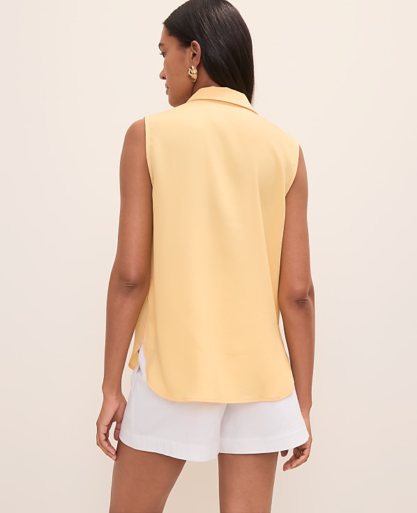 Petite Sleeveless Collar Shirt