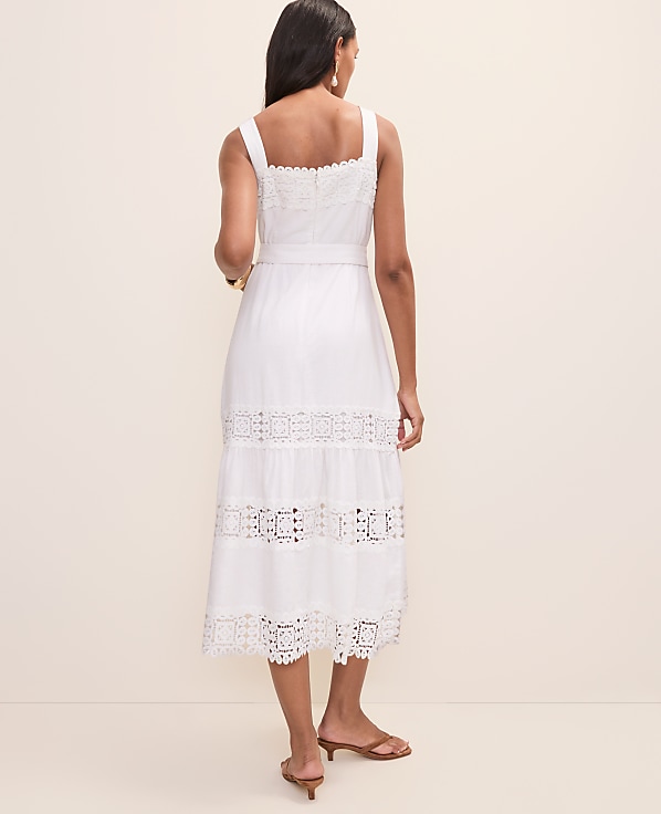 Tiered Midi Dress in Linen Blend
