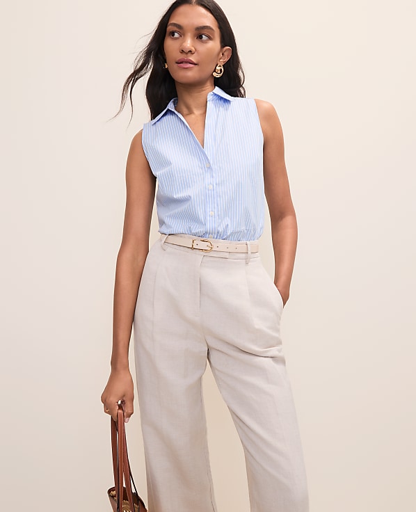 Petite Striped Sleeveless Essential Shirt