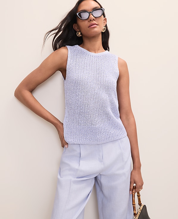 Sequin Metallic Sweater Shell