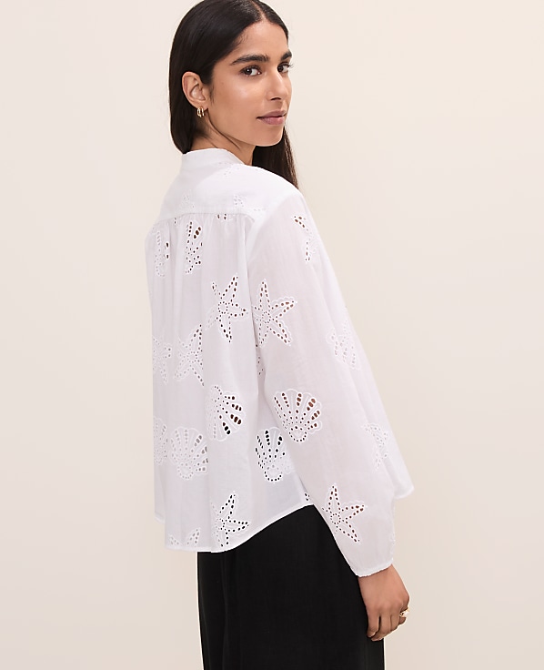Eyelet V-Neck Popover