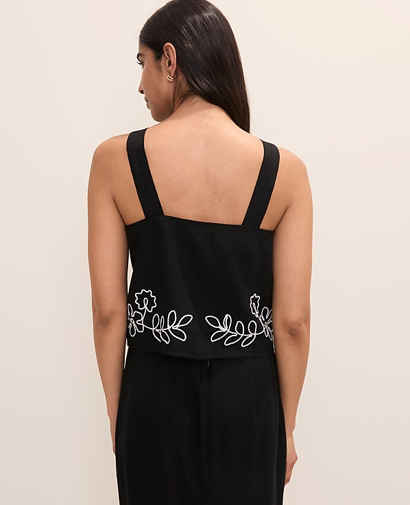 Embroidered Square Neck Tank Top
