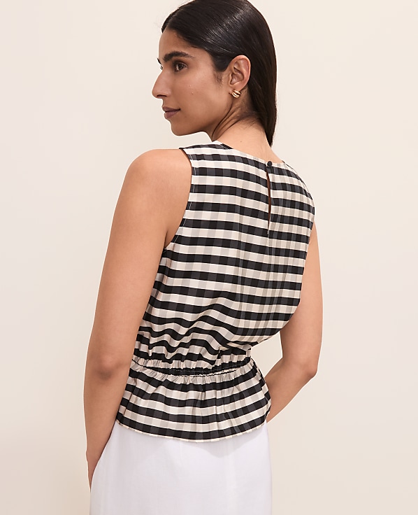Gingham Peplum Top