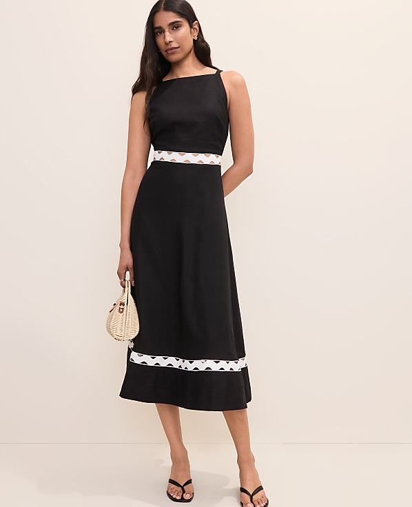 Halter Midi Dress in Linen Blend