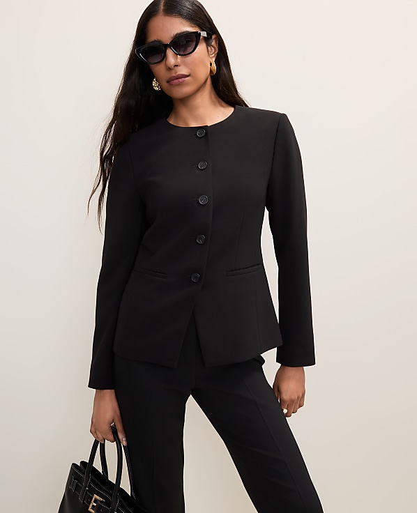 Petite Split Hem Jacket in Fluid Crepe