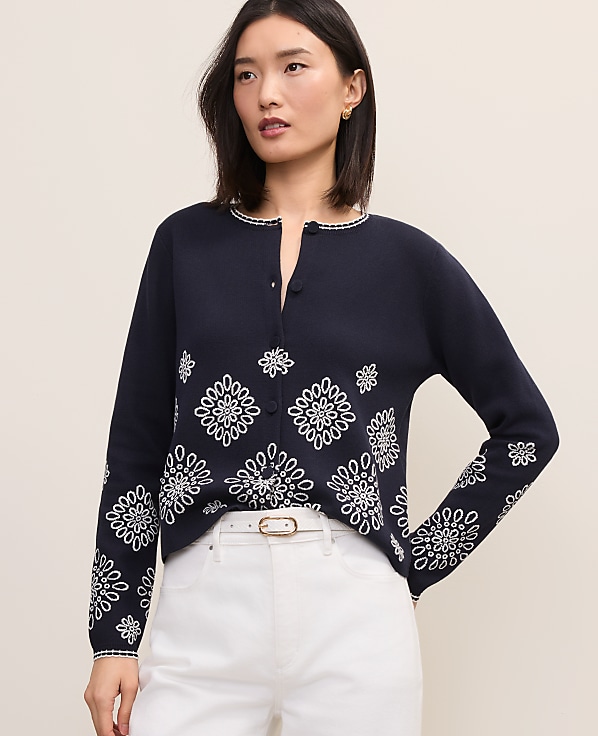 Petite Embroidered Ann Cardigan