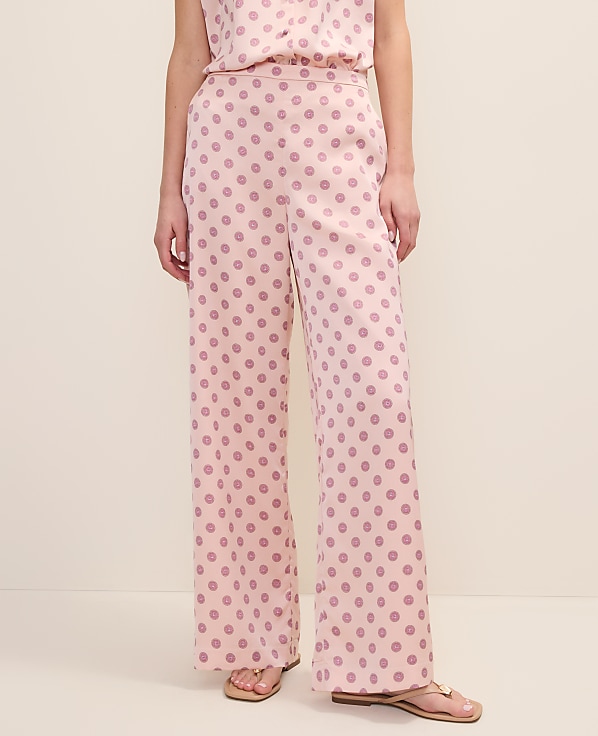 The Side Zip Wide-Leg Pant in Geo Satin