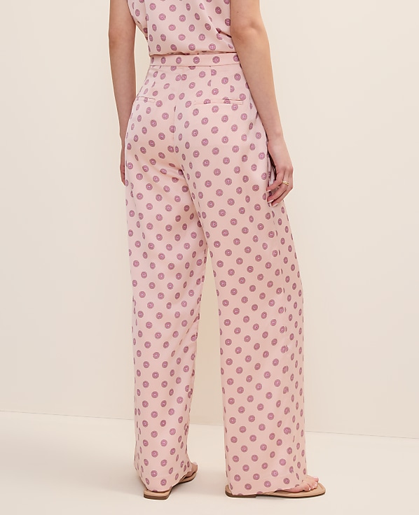 The Side Zip Wide-Leg Pant in Geo Satin