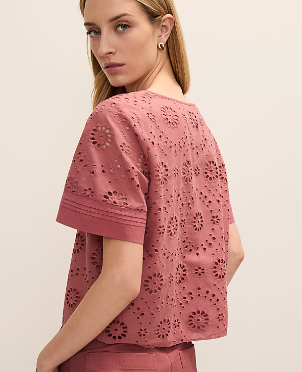 Weekend Eyelet Scoop Neck Blouse
