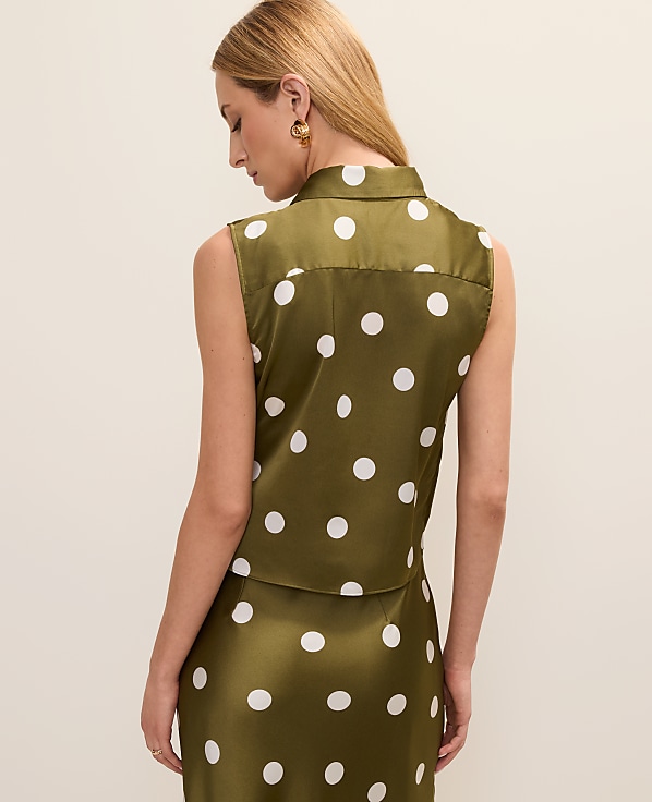 Dotted Tie Waist Blouse