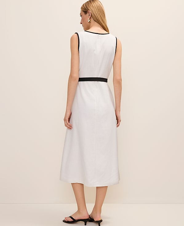 Belted Midi Dress in Linen Blend