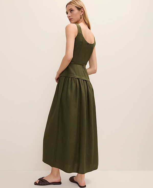 Belted Flare Midi Dress