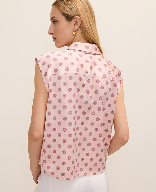 Geo Collared Satin Blouse