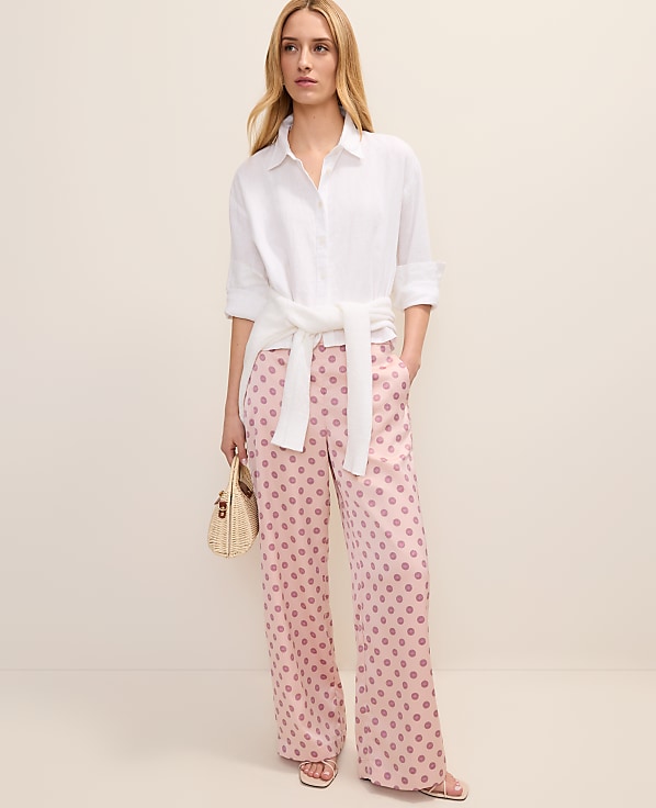 The Side Zip Wide-Leg Pant in Geo Satin