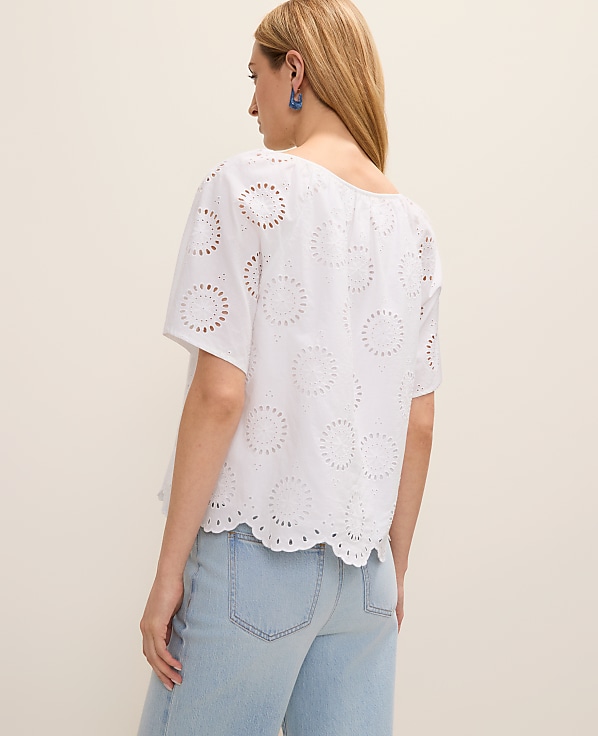 Weekend Eyelet Scalloped Top