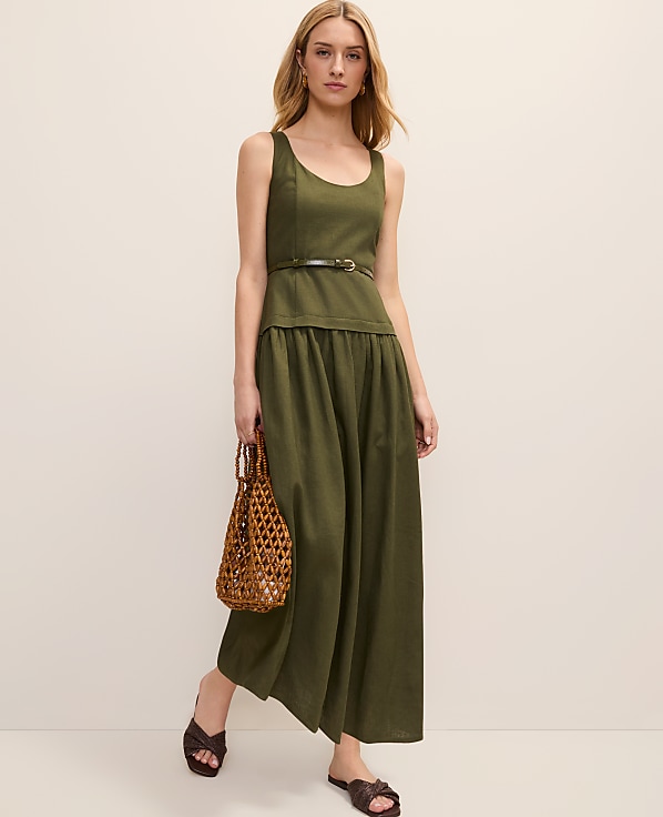Belted Flare Midi Dress