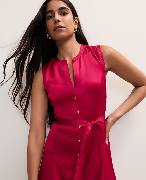 Petite Belted Flare Midi Dress