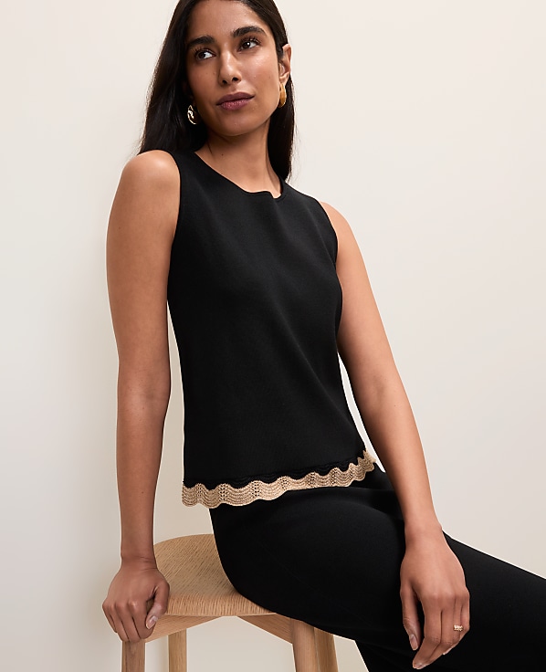 Metallic Trim Sweater Shell