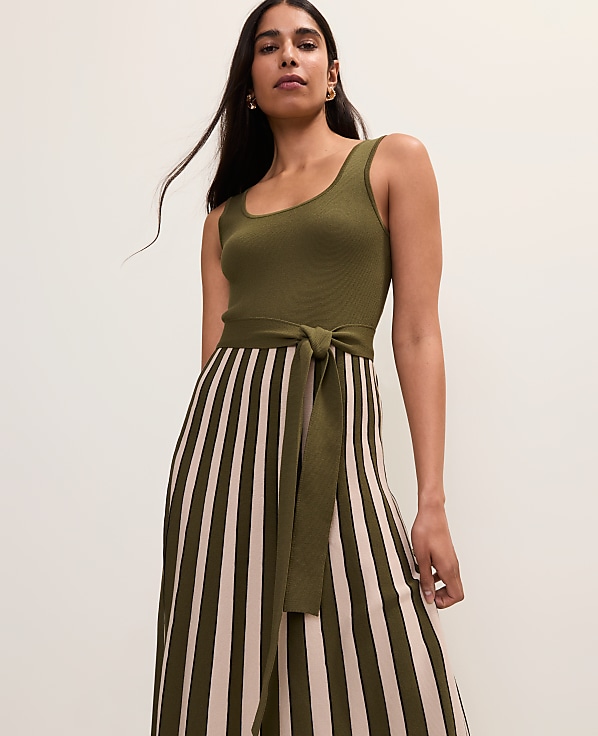 Striped Square Neck Sweater Dress