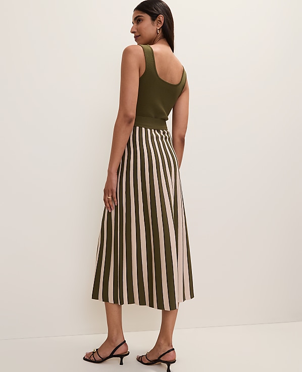 Striped Square Neck Sweater Dress