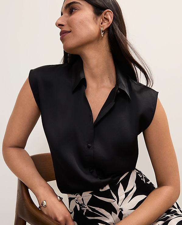 Collared Satin Blouse