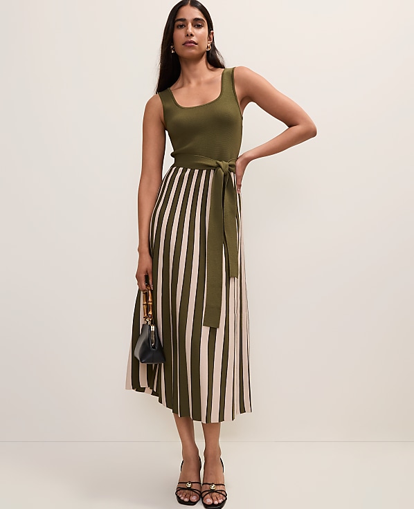 Striped Square Neck Sweater Dress