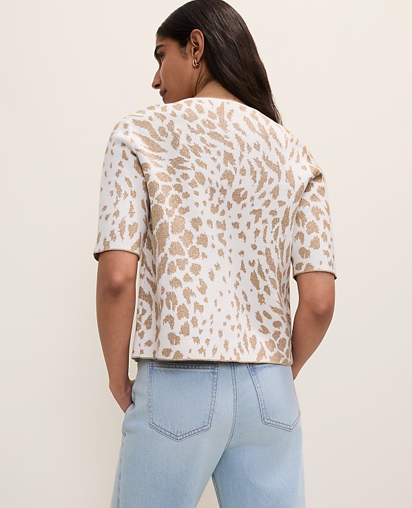Animal Print Short Sleeve Cardigan